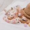 Baby Teethers Toys Baby Teething Cart Chain Wooden Rabbit Crochet Beads Crib Mobile Stroller Rattle Toys Baby Gym Teething Toy Gift for born 230721
