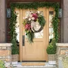 Wieńce girlandów wieniec różowy hortensja rustykalny wystrój domu sztuczny girlanda do drzwi przednie drzwi najnowszy Q08122680