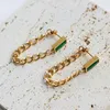 Necklace Earrings Set Exquisite Emerald Green Geometric Earring Bracelet Jewelry For Women Fashion Temperament Statement Gift