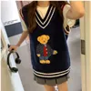 2023 Autumn Winter Women's Vest Japanese Style Cartoon Bear Pullover Vest Sweater Oversize Harajuku Kawaii kläder Sticked Vest