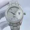 Högkvalitativ lyx 41mm Arabisk digital Dial Dial Full Diamond Watch 2813 Automatisk stålvattentät klocka