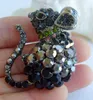 Keychains Black Gray Austrian Crystal Animal Mouse Rat Keychain Pendant K03276C9