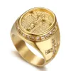 Hip Hop -smycken isas ut Jesus Cross Ring Gold Color rostfritt stålringar för män Religiösa smycken Dropshipping Bague Homme S