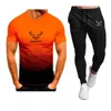 Men's Tracksuits Summer T-Shirt Pants Suit2023 Sports Suit Brand LOGO Printing Casual Fashion Cotton Short Sleeves Sets