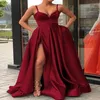 Zwarte Hoge Split Avondjurken 2023 met Dubai Midden-oosten Formele Gowns Party Prom Jurk Spaghettibandjes Plus Size Vestidos de 168I