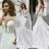Prinzessin Meerjungfrau Hochzeitskleid mit Umhang Sexy High Neck Bohemian Hochzeitskleid Applikation Plus Size Dubai Brautkleid Günstige Vestidos192h