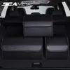 Bilstamarrangör Storage Box PU Leather Auto Organisatörer Bag Folding Trunk Storage Pockets för fordons sedan SUV Tillbehör LJ2273O