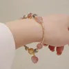 Strand Allme ins klar rosa färg Natural Stone Moonstone Pärledarmband för kvinnor Guldkedjedängar armband