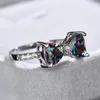 Anneaux de mariage personnalité multicolore CZ arc pour les femmes fantaisie mariée cérémonie fête bague joli cadeau bijoux de mode