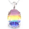 Luckyshine 6Pcs Lot Fashion Gorgeous Florid Mystic Rainbow Tourmaline Gems 925 Sterling Silver Plated Lady Necklace Pendants Jewel255s