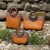 Evening Bags Woven Women's Bamboo Beach Handbag Chinese Vintage Totes Tea Set Storage Bag