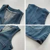 Kvinnors västar mode denim väst sommaren Autumn Women Waistcoat 2023 Korean ärmlös jeansjacka kvinnlig streetwear skördetopp