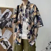 Women's Blouses Vintage Y2K Floral Print Hawaii Beach Shirts Mens Loose Oversized Short Sleeve Tops Hip Hop Casual Blouse Ladies Korean