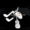 S925 Sterling Silver I Love Music Guitar Dangle Charm Bead avec émail rouge Convient aux bijoux européens Pandora Bracelets Colliers Pen272v