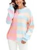 Women's Sweaters Striped Crewneck Pullover With Floral Print And Long Lantern Sleeves Cozy Winter Sweater For A Comfy Stylish Look In 2023