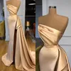 Champagne or robes de soirée bustier fendu robe de bal plis balayage train robe longue formelle pour une occasion spéciale tapis rouge