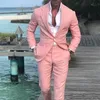 Dernière conception rose hommes costumes pour mariage cran revers beau marié smokings Slin Fit marié Blazers 2 pièces sJacket pantalon Tie333A