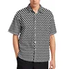 Men's Casual Shirts Green Black Houndstooth Beach Shirt Small Pattern Trendy Hawaii Street Style Blouses Short Sleeve Graphic Clothing