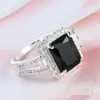 2017 Nouveau Grand Noir Zircon Pierre 10KT Or Blanc Rempli Bague De Mariage Pour Dame Sz6-10233N