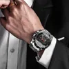ForSining Sport Style Men's Mechanical Watches Black Automatic 3 Sub Dial Date rostfritt stålbälten utomhus militär armband246p