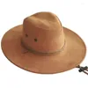 BERETS MÄNS SOMMER SUN HAT SOLID FÄRG COOL WESTER COWBOY PLAN PEACKED CAP STOR ROPE KNIGHT