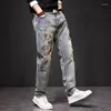 Jeans pour hommes Vintage brodé déchiré effiloché Baggy droit Denim pantalon grande taille Cowboy pantalon pour homme