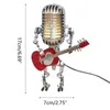 Lampes de table lampe de bureau veilleuse USB charge ornement Vintage Microphone Robot avec guitare Figurines en métal décoration intérieure de la maison