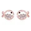 Studörhängen ER-00146 KOREAS MODE RHINESTONE Earings Birthday Present Gold Plated Cute Fish for Women föremål med