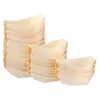 Dinnerware Sets 100 Pcs Big Paper Container Tortilla Chips Bulk Wooden Boat Disposable Sushi Serving Tray Dishes Plate Decor