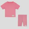 Tute da donna 2023 Completi estivi casual in due pezzi T-shirt e pantaloncini con scollo oversize per bambini Collant