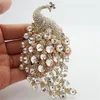 Whole -New 2014 4 33 H -Quality Peacock Brooch Pins W Rhinestone Crystal Popular Jewelry Party291s