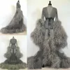 Grey Lady Nachtjapon Vrouwen Nachtkleding Lange Gewaden Wedding Bridal Pyjama Faux Fur Vrouwen Badjas Sheer Nachtjapon Gewaad Shawel250i