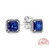 Bedel De Mode 925 Sterling Sier Blauwe Zirkoon Oorbellen Vierkante Aura Klassieke Vrouwelijke Delicate Pandora Sieraden Accessoires Drop Leveren Dhexl