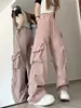 Pantalons pour femmes Capris Zoki Cargo Pant Femmes y2k Streetwear Hip Hop Lâche Pantalon Décontracté Américain Taille Haute Grandes Poches À Lacets Mode Lady Pantalon 230721