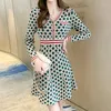 Sıradan Elbiseler 2023 Sonbahar Kış Kazak Elbise Kadınlar Uzun Kollu Vintage Ekose Zarif Ofis Bayanlar Düğme Örme Parti Vestidos