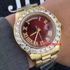 Luxury 18K Gold Président Day-Date Genève Men Big Diamonds Diams Calpel Automatic Wrist Role Men's Watch Reloj regarde le wristwat280b