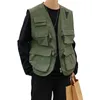 Vestes pour hommes Mens Fashion Tooling Vest Hommes Streetwear Cargo Vest Hip Hop Veste sans manches Gilet Militaire Multi-Pocket Outdoor Jacket 230721