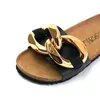 Sandales été nouveau Style dames liège pantoufles anneau en métal décontracté respirant chaussures pour femmes sandales de plage et poisson plat 230417