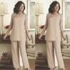 Setwell Elegant Lace Mother Of The Bride Pant Suits Summer Chiffon Custom Made 3 4 Long Sleeves Wedding Guest Wear Mother Dress Ju287L