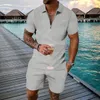 Męskie dresy męskie męskie letnie biznes swobodne dwuczęściowe mężczyźni moda solidna żakard lapel krótkie topy pullover szorty garnitury setki sportowe