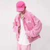 Survêtements pour hommes IEFB Trendy Korean Male Pink Color Set Solid Revers Denim Jacket Coat Wide Leg Straight Jeans Casual Two Piece 9A8557 230721