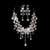 Funkelnde Bling-Kristalle, Diamant-Halsketten-Schmucksets, Braut-Ohrringe, Strass-Kristall, Party, Hochzeit, Accessoires281q