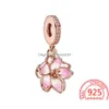 Charms 925 Sterling Sier Rose Gold Transparant Charm Kersenbloesem Hanger Voor Pandora Armband Diy Dames Sieraden Gift Drop Delive Dhk0C