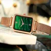 Doux et Coloré Cadran Vert Tempérament Simple Montre Femme Bracelet En Cuir Véritable Quartz Stundents Montres Conception Spéciale Delica202q