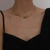 Necklace Earrings Set Exquisite Emerald Green Geometric Earring Bracelet Jewelry For Women Fashion Temperament Statement Gift