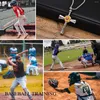 Pendant Necklaces Fashion Stainless Steel Sports Baseball Cross Necklace For Men Boy Athletes Collar Gifts GYM Jewelry