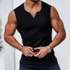 Herrtankstoppar Sommarmän V-ringning Vest Gym Tank Top Men Fitness ärmlös skjorta tränar Sport Undertröja Gym Train Vest 230721