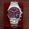 New Overseas 5500V 110A Wine Red Dial A2813 Automatic Mens Watch SS Steel Bracelet STVC No Chronograph STVC Watches SwissTi270M