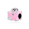 2019 Original Real 925 Sterling Silver Jewelry Pink Travel Bag Charm Beads Fits European Pandora Armband Halsband för Women Maki179o