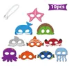 10pcs Ocean Temat Maski imprezowe dla urodzin dla dzieci Shark Octopus Starfish Krab Mask Mash Maski dla zwierząt grają rekwizyty gry